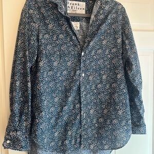 Frank & Eileen Navy Floral Button Down Shirt Medium